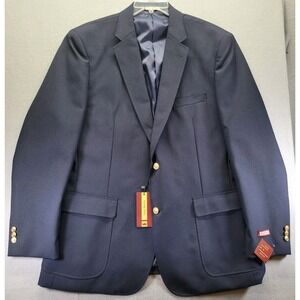 NEW Louis Martin Navy Blue Hopsack Wool Blend Blazer‎ Sport Coat Men's Size 46L